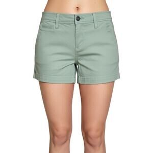 Market & Spruce Women’s Flat Front Chino Shorts Green Cotton Blend NWT Size 0